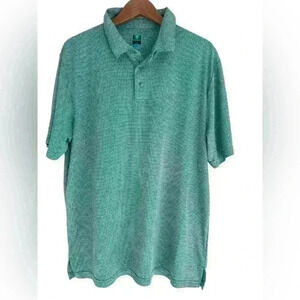 Pro Tour Coolplay Polo Shirt Mens XL Green Striped Short Sleeve 100% Polyester